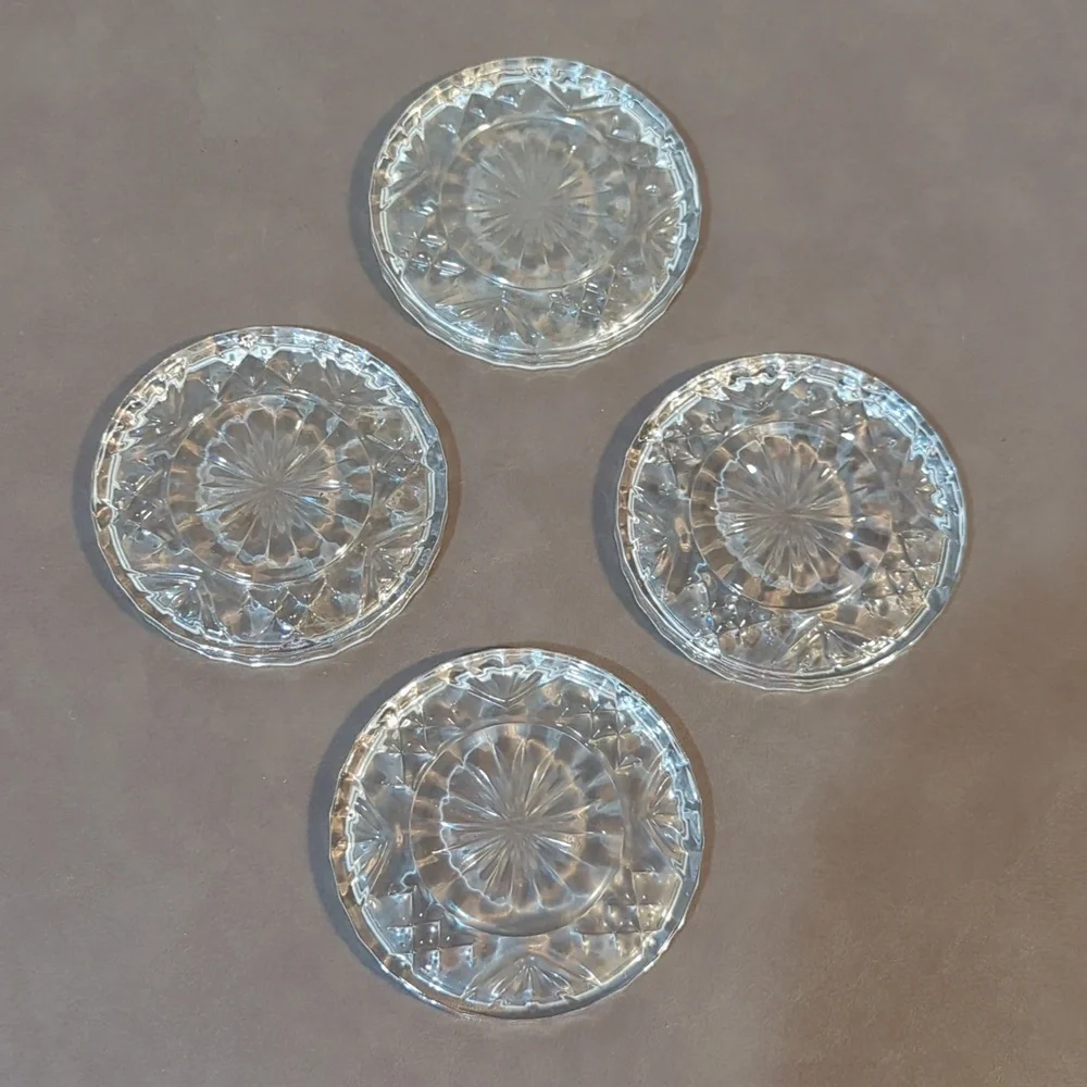 4 Piece Godinger Crystal Dublin Glass Coaster Set Table Protector
